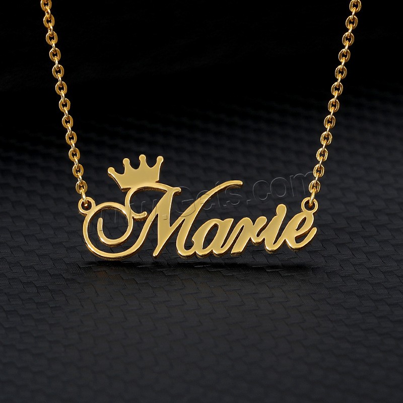 Stainless Steel Jewelry Necklace, 304 Stainless Steel, with 1.97inch extender chain, Vacuum Ion Plating, Each custom text must be less than 10 letters & fashion jewelry & Unisex, golden, Length:Approx 17.72 Inch, Sold By PC