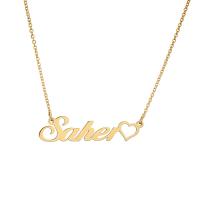 Stainless Steel Jewelry Necklace, 304 Stainless Steel, with 1.97inch extender chain, Vacuum Ion Plating, Each custom text must be less than 10 letters & fashion jewelry & for woman, golden Approx 17.72 Inch 