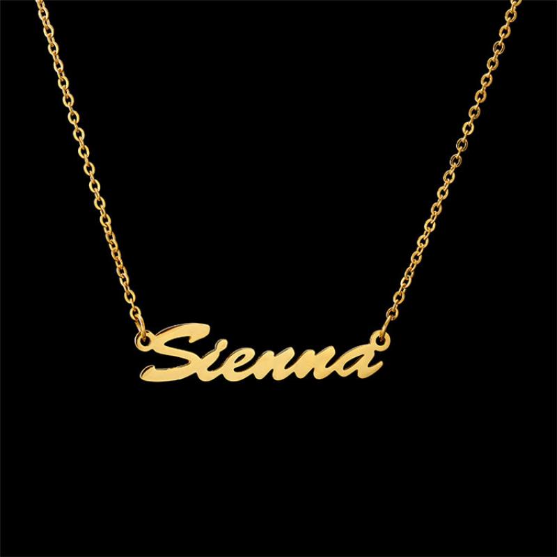 Stainless Steel Jewelry Necklace, 304 Stainless Steel, with 1.97inch extender chain, Vacuum Ion Plating, Each custom text must be less than 10 letters & fashion jewelry & for woman, golden, Length:Approx 17.72 Inch, Sold By PC