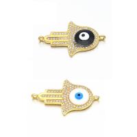 Cubic Zirconia Micro Pave Brass Connector, Hand, plated, fashion jewelry & DIY & evil eye pattern & micro pave cubic zirconia & enamel 