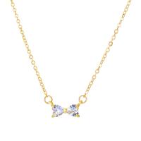 Zinc Alloy Cubic Zirconia Necklace, with 5cm extender chain, Bowknot, plated, fashion jewelry & micro pave cubic zirconia & for woman .5 cm 