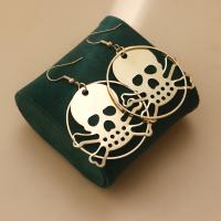 Zinc Alloy Drop Earring, Skull, gold color plated, fashion jewelry & for woman, golden, 60mm 