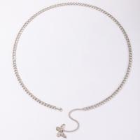 цинковый сплав цепочка для талии, плакирован серебром, ювелирные изделия моды & Женский, серебряный, длина:76.5 см, продается PC