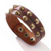 Cowhide Bracelets, with rhinestone zinc alloy spacer, plated, fashion jewelry & Unisex 