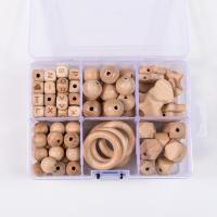 Beech Wood Jewelry Finding Set, with Plastic Box, DIY, mixed colors 