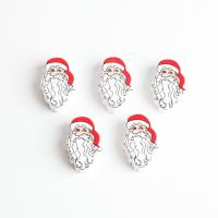 Druck Holz Perlen, Schima Superba, Weihnachtsmann, DIY, gemischte Farben, 25mm, ca. 100PCs/Tasche, verkauft von Tasche