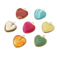 Gemstone Brass Pendants, with Brass, Heart, gold color plated, DIY Approx 2mm 