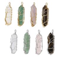 Gemstone Brass Pendants, with brass wire, plated, DIY Approx 3mm 
