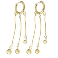 Huggie Hoop Drop Earring, Acier inoxydable 304, Placage ionique sous vide, bijoux de mode & pour femme, doré, 71mm, Vendu par paire