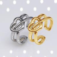 acero inoxidable 304 Anillo de dedo abierto, Corazón, Recubrimiento iónico al vacío, Joyería & para mujer & hueco, más colores para la opción, 10mm, Vendido por UD