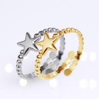 acero inoxidable 304 Anillo de dedo abierto, Estrella, Recubrimiento iónico al vacío, Joyería & para mujer, más colores para la opción, 8mm, Vendido por UD