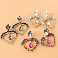 Zinc Alloy Rhinestone Drop Earring, Heart, fashion jewelry & for woman & with rhinestone 