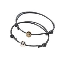 Fashion Create Wax Cord Bracelets, with Zinc Alloy, plated, 2 pieces & Adjustable & fashion jewelry 9mm cm 