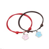 Fashion Create Wax Cord Bracelets, with Zinc Alloy, silver color plated, 2 pieces & Adjustable & fashion jewelry & enamel cm 