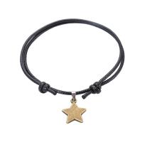 Couple Bracelet, Wax Cord, with Zinc Alloy, plated, 2 pieces & Adjustable & fashion jewelry, black, 20mm cm 