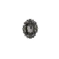 aleación de zinc accesorios de vestuario, chapado en color de plata antigua, Bricolaje & con diamantes de imitación, Negro, 25x31mm, Vendido por UD