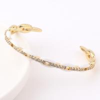 Brass Cuff Bangle, 18K gold plated, Adjustable & micro pave cubic zirconia & for woman & enamel 