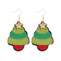 Christmas Earrings, Cloth, with Zinc Alloy, Christmas Tree, fashion jewelry & for woman 