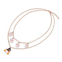 Halloween Necklace, Zinc Alloy, rose gold color plated, Double Layer & Halloween Jewelry Gift & for woman & enamel, rose gold color, 500mm 