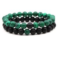 Pierre naturelle Set de bracelet, avec Malachite, bijoux de mode & unisexe, plus de couleurs à choisir, 190mm, Vendu par PC