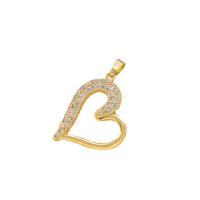 Cubic Zirconia Micro Pave Brass Pendant, Heart, gold color plated & micro pave cubic zirconia & for woman & hollow Approx 17.7 Inch 