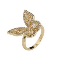 Cubic Zirconia Micro Pave Brass Finger Ring, Butterfly, plated, Adjustable & micro pave cubic zirconia & for woman 