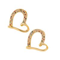 Cubic Zirconia Micro Pave Brass Pendant, Heart, gold color plated, micro pave cubic zirconia & hollow, gold 