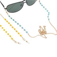 Crystal Glasses Chain, with Plastic Pearl & Zinc Alloy, gold color plated, anti-skidding & for woman Approx 70 cm 