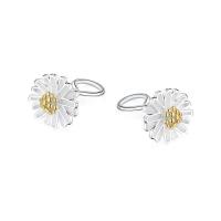 Sterling Silver Stud Earring, 925 Sterling Silver, Chrysamthemum & for woman, silver color 