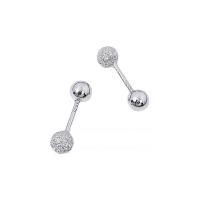 Sterling Silver Stud Earring, 925 Sterling Silver, plated, for woman & frosted 4mm 