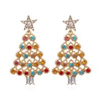 Christmas Earrings, Zinc Alloy, Christmas Tree, Christmas Design & fashion jewelry & for woman & with rhinestone 