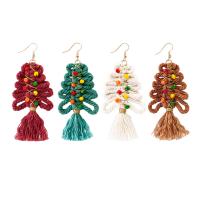 Christmas Earrings, Zinc Alloy, with Cotton Thread & Crystal, Christmas Tree, Christmas Design & fashion jewelry & for woman 