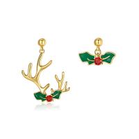 Christmas Earrings, Zinc Alloy, Christmas Reindeer, gold color plated, Christmas Design & fashion jewelry & for woman & with rhinestone 
