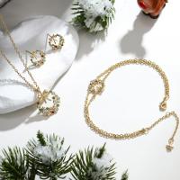 Rhinestone Zinc Alloy Jewelry Set, Stud Earring & bracelet & necklace, with 1.97inch extender chain, gold color plated, Christmas Design & three pieces & fashion jewelry & for woman & with rhinestone Approx 17.72 Inch, Approx 7.09 Inch 