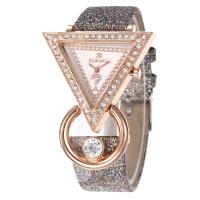 Reloj de Pulsera de mujeres, aleación de zinc, con Cuero de PU & Vidrio, sin impermeables & movimiento chino & para mujer & con diamantes de imitación, más colores para la opción, 33*9mm, Vendido por UD