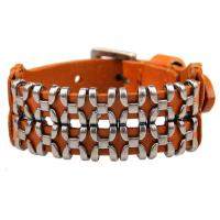 Cowhide Bracelets, with Titanium Steel, plated, fashion jewelry & Unisex 
