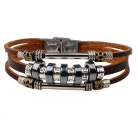 Cowhide Bracelets, with Tungsten Steel & Zinc Alloy, plated, fashion jewelry & Unisex 220mm 