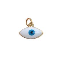 Mode Evil Eye Pendentif, laiton, Placage de couleur d'or, unisexe & émail, blanc Vendu par PC