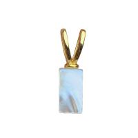 White Shell Perfume Bottle Pendant, with Brass, Rectangle, gold color plated, Unisex, white 