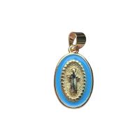 Enamel Brass Pendants, Oval, gold color plated, for woman 
