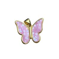 Brass Shell Pendants, with Brass, Butterfly, gold color plated, for woman 