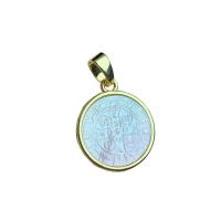 White Shell Pendants, with Brass, Flat Round, gold color plated, for woman, white, 17mm 