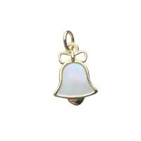 White Shell Pendants, with Brass, Christmas Bell, gold color plated, Unisex, white 