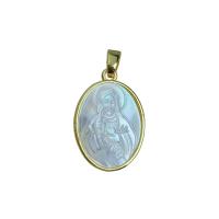 Brass Shell Pendants, with White Shell, gold color plated & for woman 