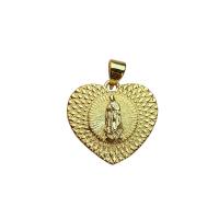 Brass Heart Pendants, gold color plated, Unisex & hollow 