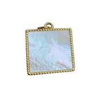 Brass Shell Pendants, with White Shell, gold color plated & for woman 