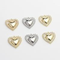 Cubic Zirconia (CZ) Zinc Alloy Pendants, with Plastic Pearl, Heart, plated, DIY & micro pave cubic zirconia 