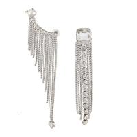 Fashion Fringe Earrings, Zinc Alloy, silver color plated, fashion jewelry & for woman & with rhinestone, silver color  