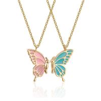 Enamel Zinc Alloy Necklace, with 2.5 Inch extender chain, Butterfly, plated, 2 pieces & fashion jewelry Inch 