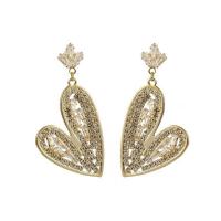 Zinc Alloy Rhinestone Drop Earring, Heart, gold color plated, fashion jewelry & for woman & with rhinestone, golden 